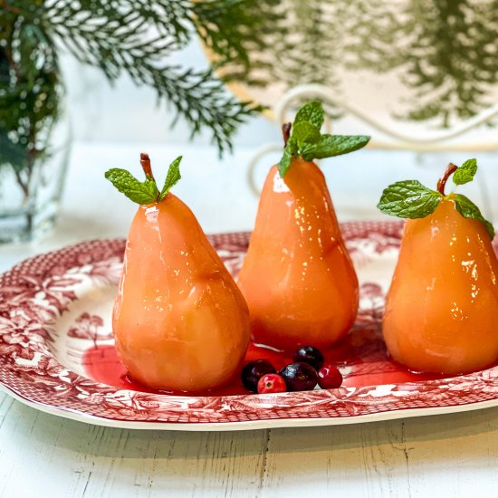 Cranberry Poached Pears