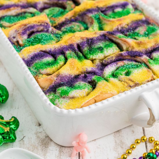 King Cake Cinnamon Rolls