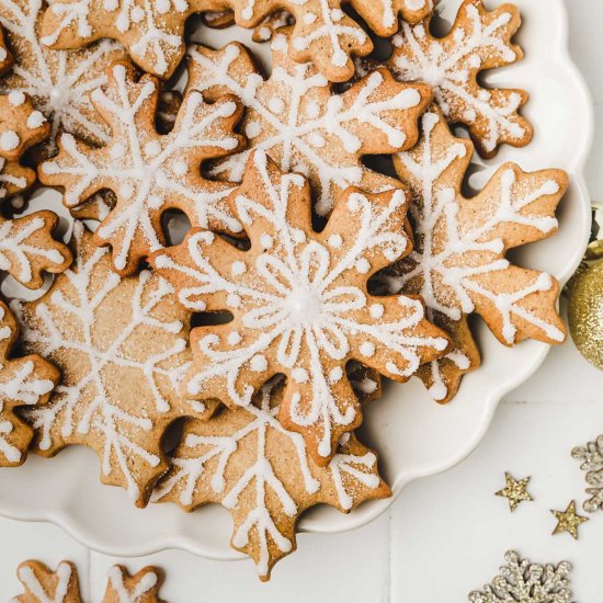 Snowflake cookies with royal icing