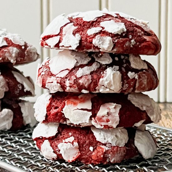 Red Velvet Crinkle Cookies