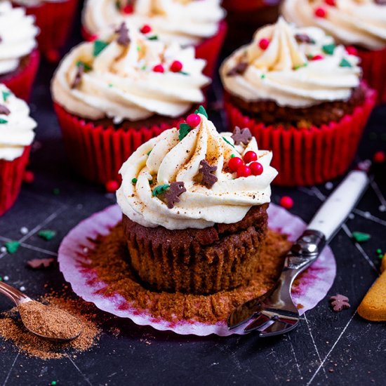 Eggnog Gingerbread Cupcakes