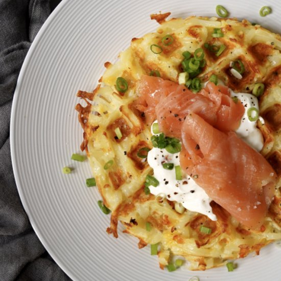 Potato Waffles With Smoked Salmon