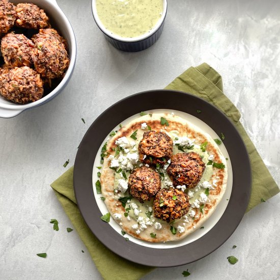 Quinoa Balls, Pine Nuts, & Raisins