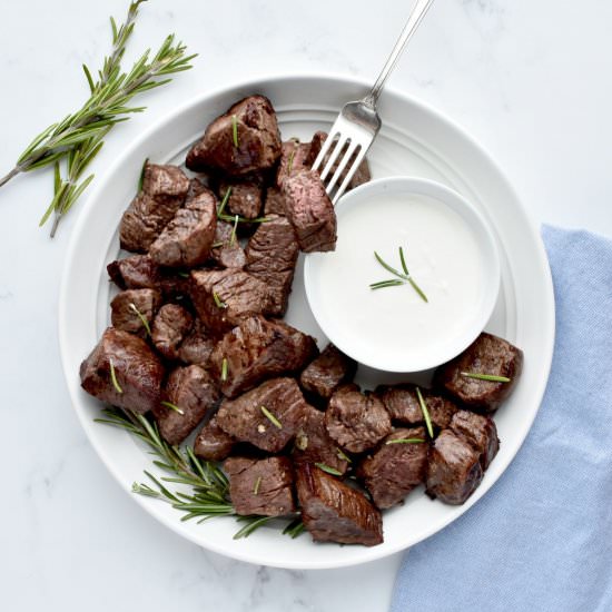 Air Fryer Garlic Steak Bites