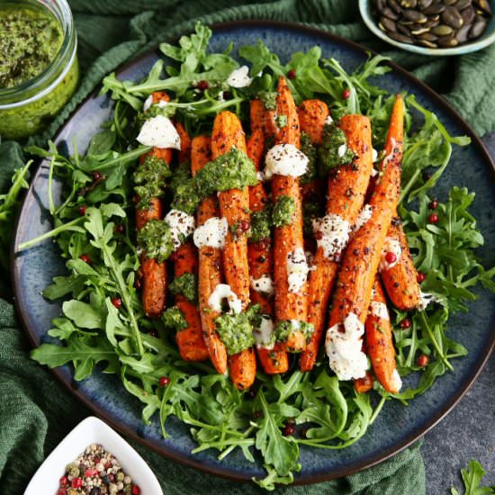 Roasted Carrots with Pumpkin Seed P