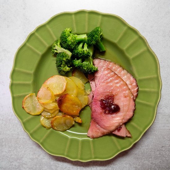 Cranberry Bourbon Glazed Ham