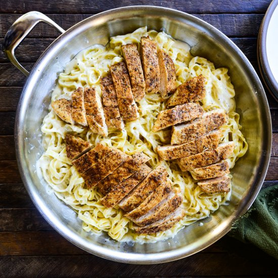 Fettuccine Alfredo with Cajun Chick