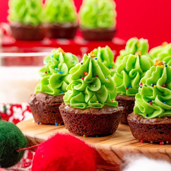 Christmas Tree Brownie Bites