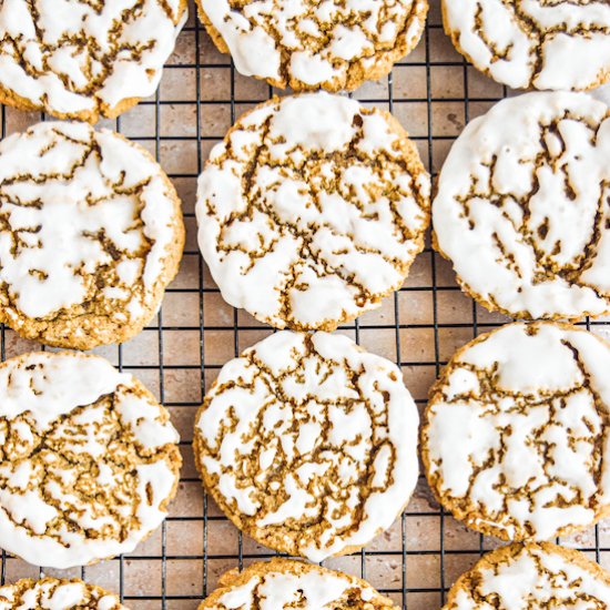 Iced Oatmeal Cookies -Eggless