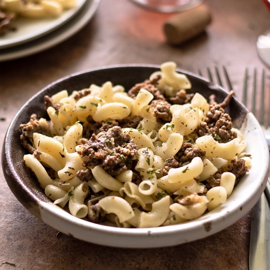 Pasta with Gruyère Ground Beef