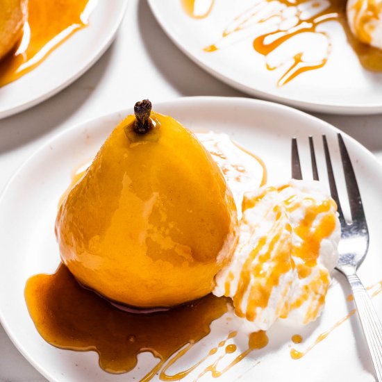 Amaretto Poached Pears