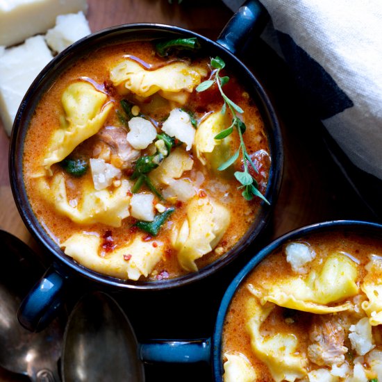 Tomato Chicken Tortellini Soup