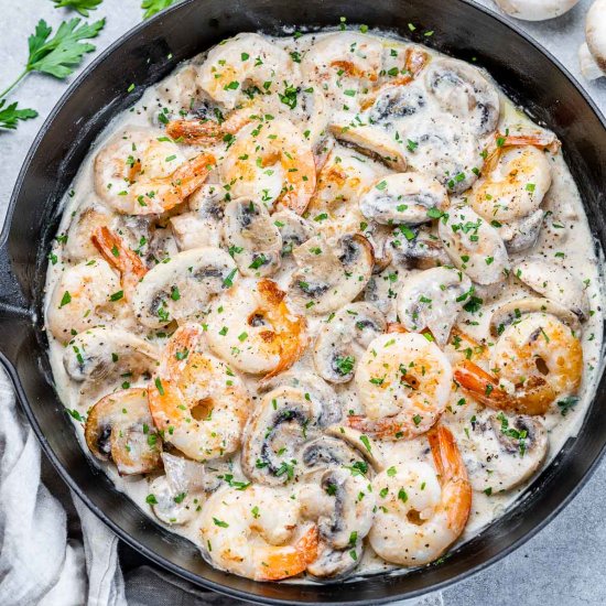 GARLIC SHRIMP IN CREAMY MUSHROOM