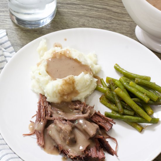 roast beef and brown gravy