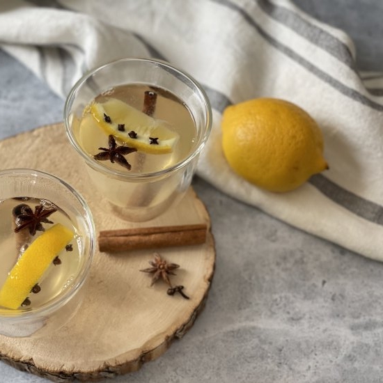 Irish hot toddy with maple whiskey