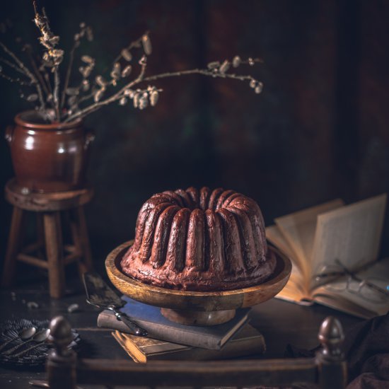 Chocolate coated bundt cake