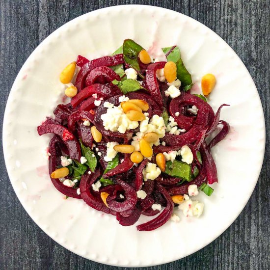 Beet Noodles & Goat Cheese Salad