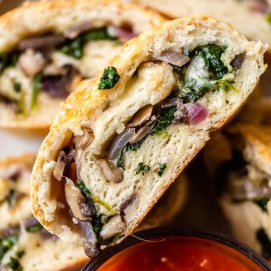 Veggie Stromboli with Mushrooms.