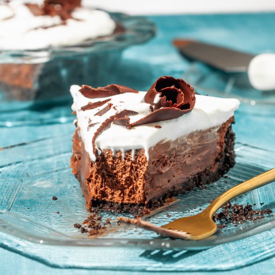 Chocolate Satin Pie with oreo crust