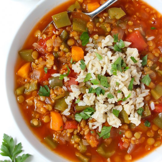 Lentil Stuffed Pepper Soup