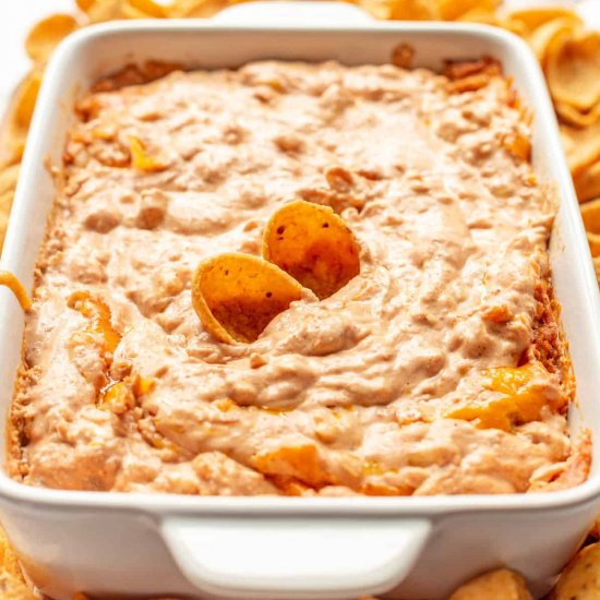 Creamy and Cheesy Refried Bean Dip