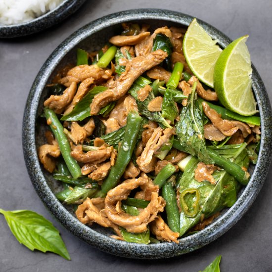 Vegan Thai Basil Chicken Stir Fry