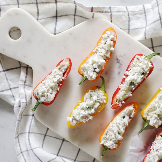 greek chicken salad stuffed peppers