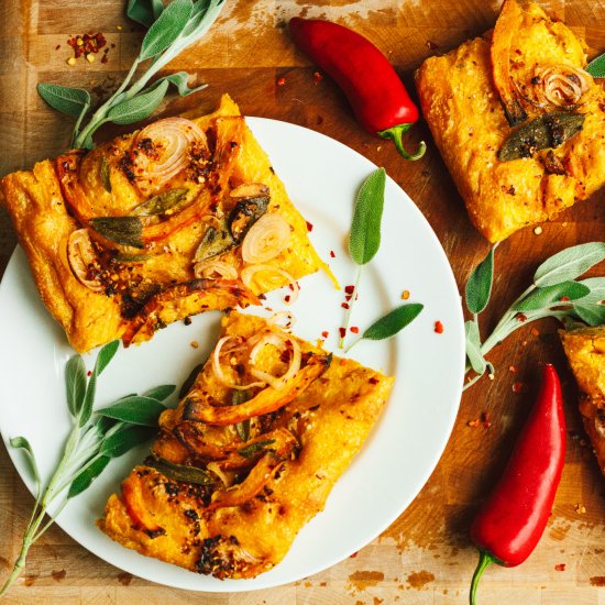 Pumpkin Focaccia with Garlic Chili