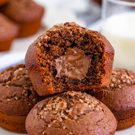 Nutella Stuffed Chocolate Muffins