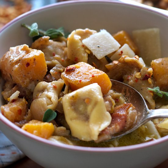 Quick Pumpkin Stew with Tortellini