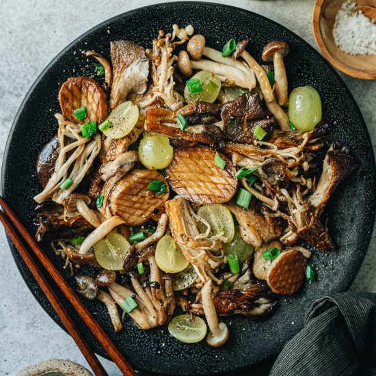 Pan-Roasted Wild Mushrooms W Grapes