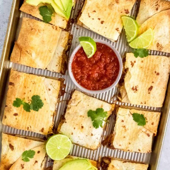 Ground Beef Sheet Pan Quesadillas