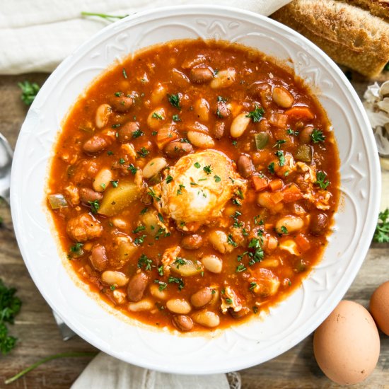 Spanish Bean Stew with Eggs