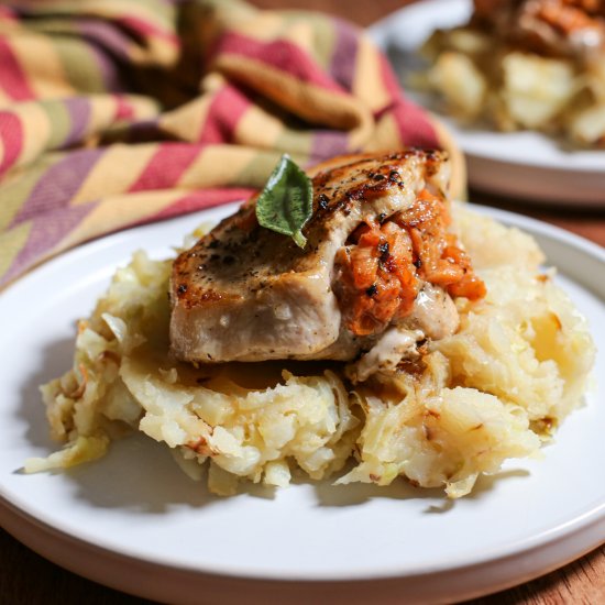 Whole30 Persimmon Stuffed Pork Chop