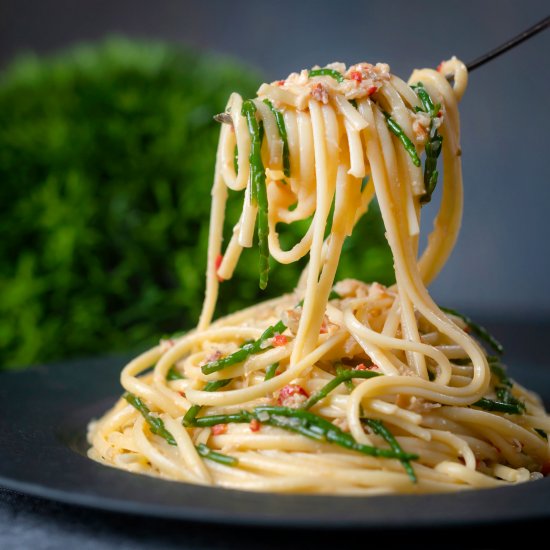 Crab Linguine with Samphire