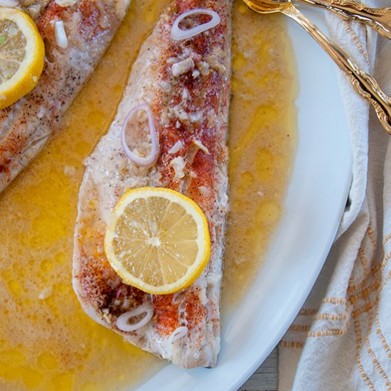 Baked Walleye with White Wine Sauce