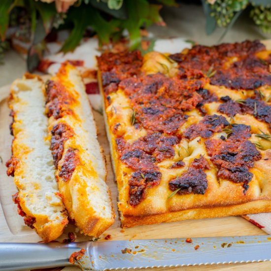 Red Tomato Pesto Focaccia Bread