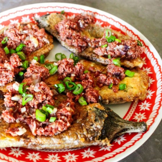 Tortang Talong with Corned beef