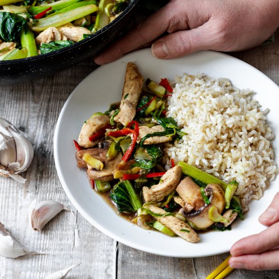 Cauliflower Leaf Chicken Stir Fry