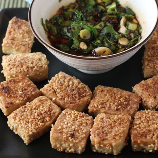 Sesame-crusted tofu