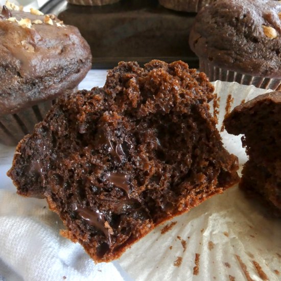 Healthier Double Chocolate Muffins