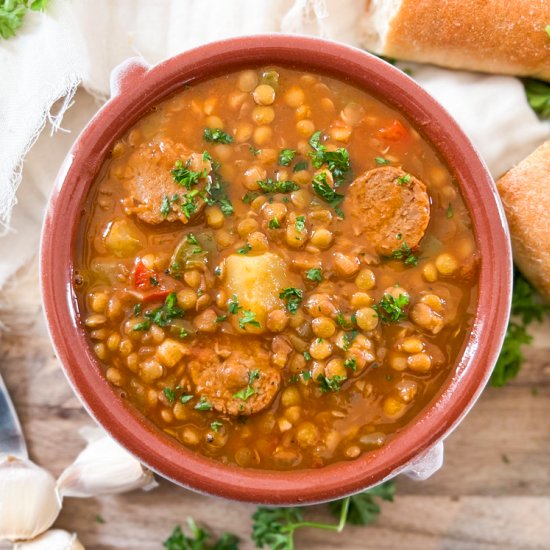 Spanish Lentil Stew with Chorizo