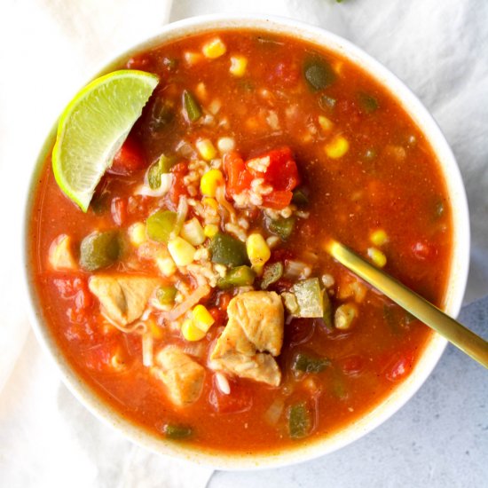 Southwest Chicken and Rice Soup