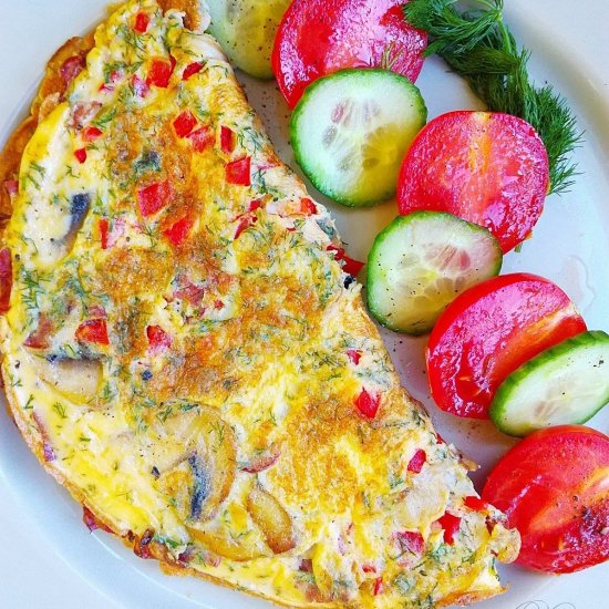 Salami Mushroom Omelette