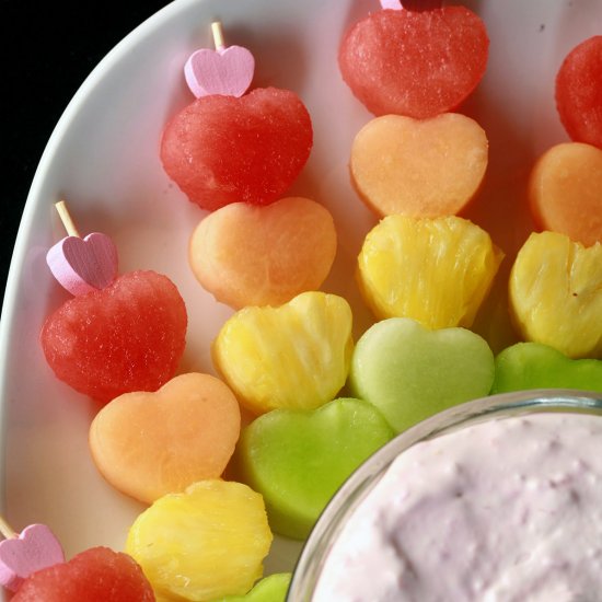 Heart Fruit Skewers with Raspberry