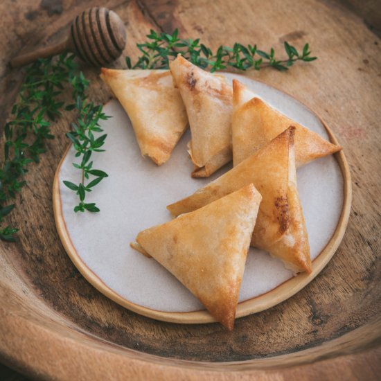 Goat Cheese and Honey Samosas