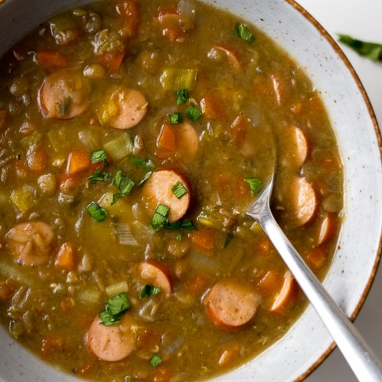 German Sausage Lentil Soup