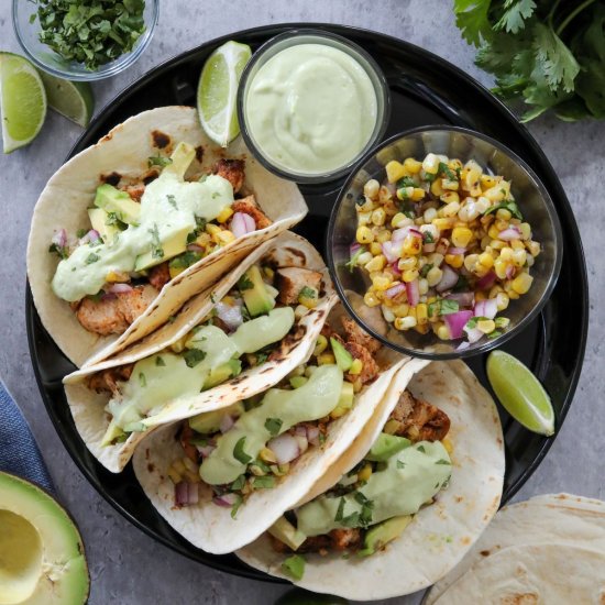 Chicken Tacos With Roasted Corn