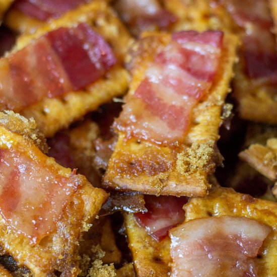 Candied Bacon Wrapped Crackers