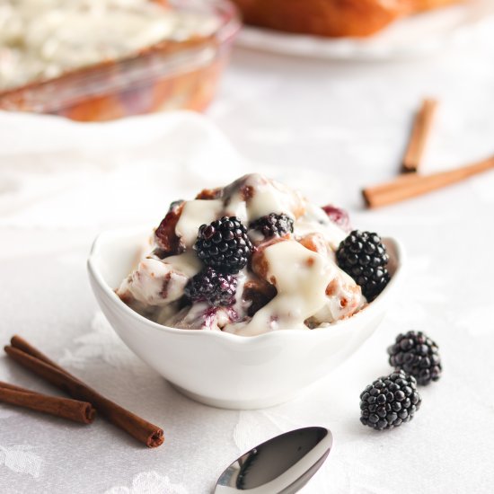 Berry Cinnamon Roll Bread Pudding